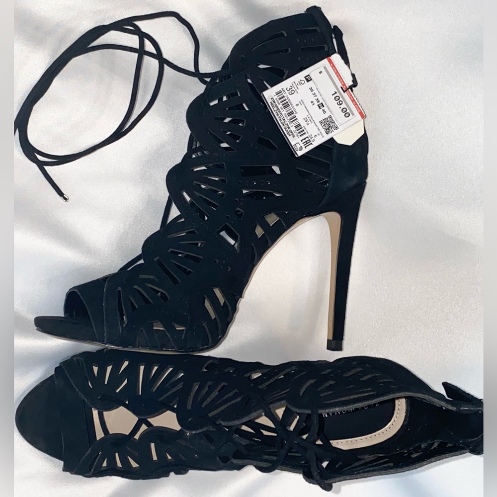 Zara Black Strappy Cutout Stiletto, NWT